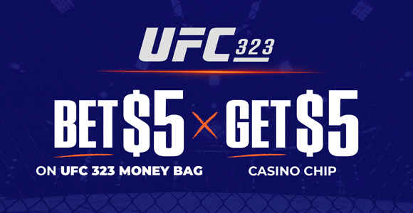 Bet $5 or more on UFC 323 Money Bag bets at MyBookie and get a free $5 Casino Chip