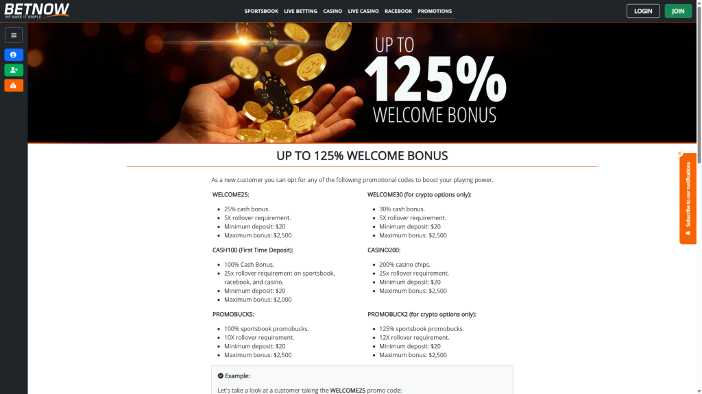 BetNow Sportsbook Review of sign up bonus 