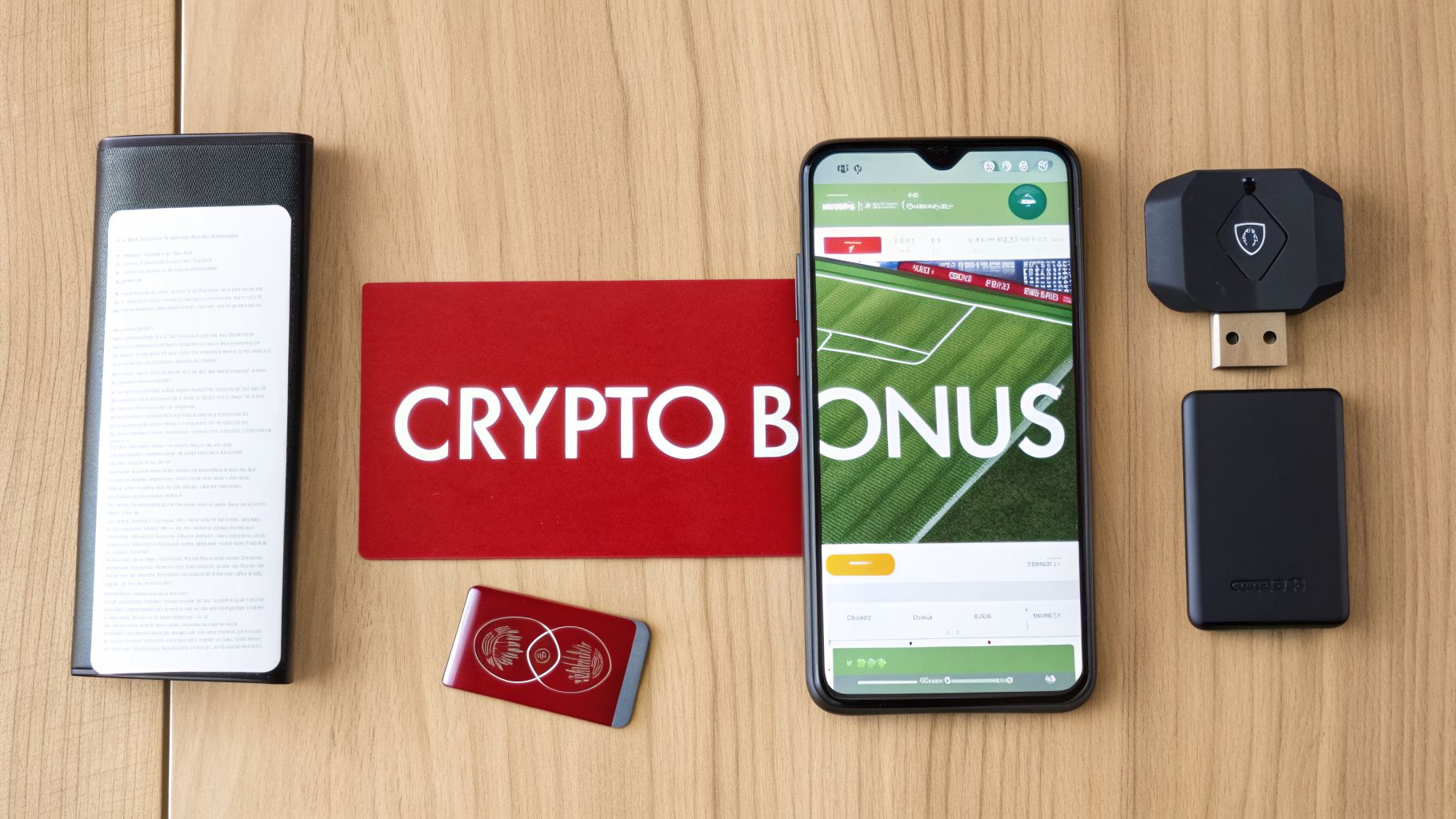 Your Guide to Winning CFL Football Odds in 2026 2 Flat lay of a smartphone showing a football app, crypto bonus cards, and tech gadgets.