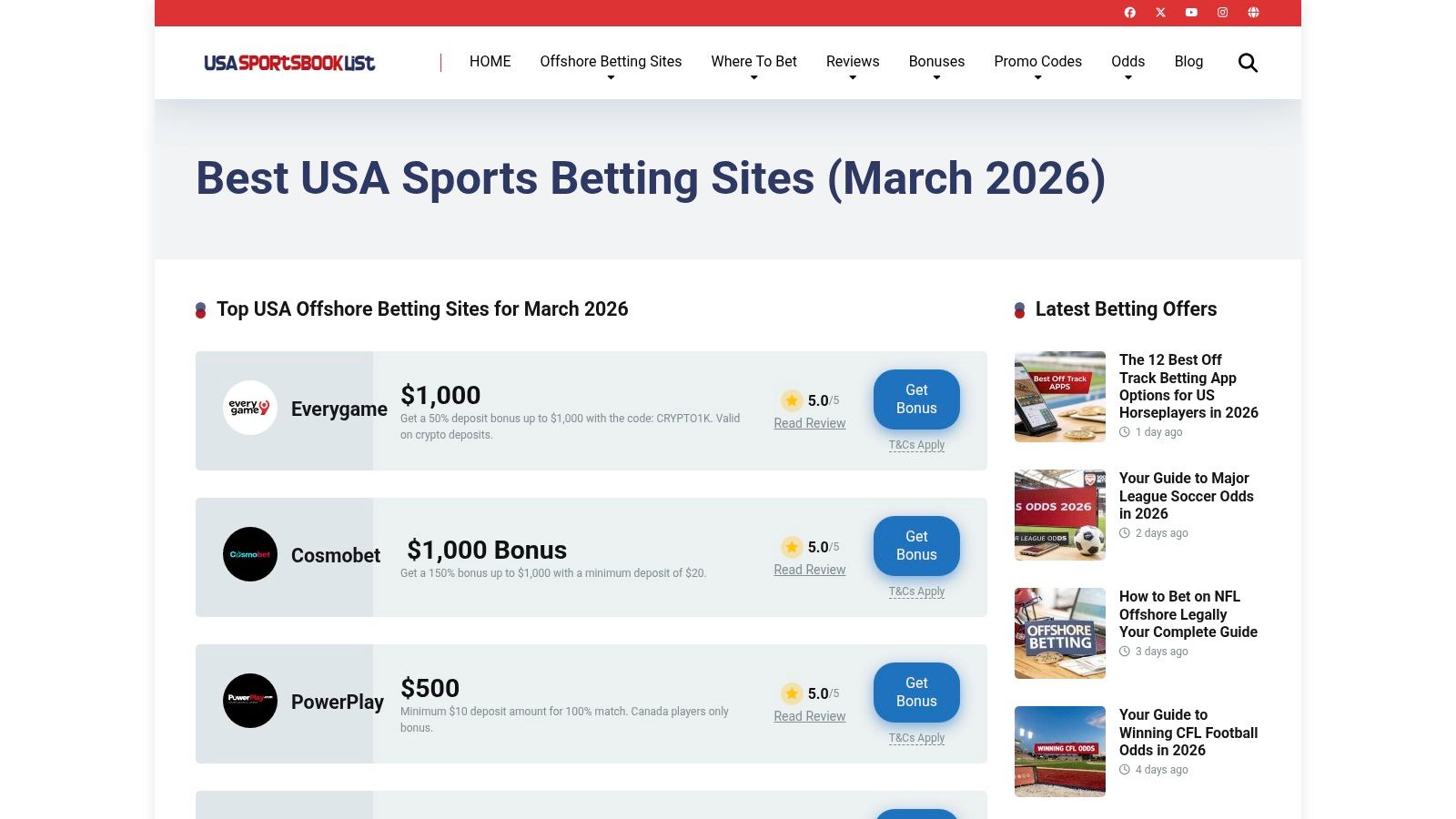 A visual representation of the USASportsbookList interface, showcasing its easy-to-navigate layout for comparing offshore sportsbooks.