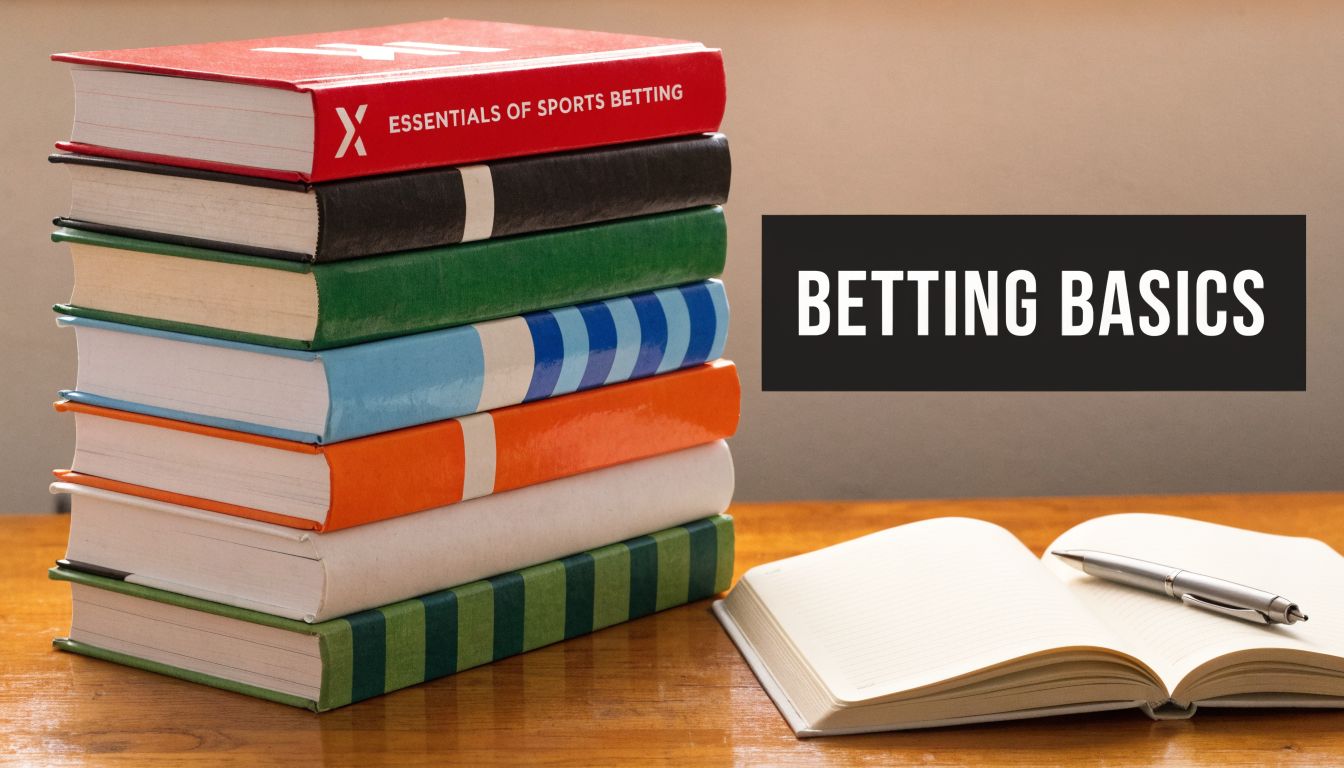 A stack of colorful books next to an open notebook and pen on a wooden table.