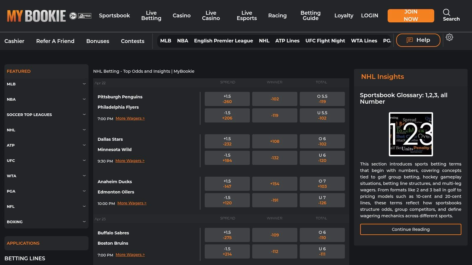 Screenshot from https://usasportsbooklist.com/go/mybookie-crypto-bonus-sportsbooksportsbook/nhl/