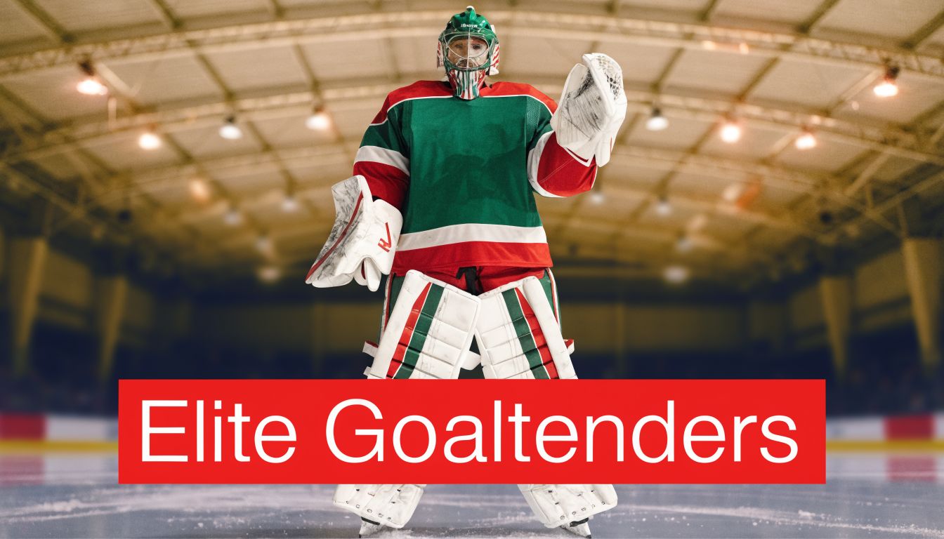 A professional hockey goalie wearing full gear standing on an indoor ice rink for game preparation.