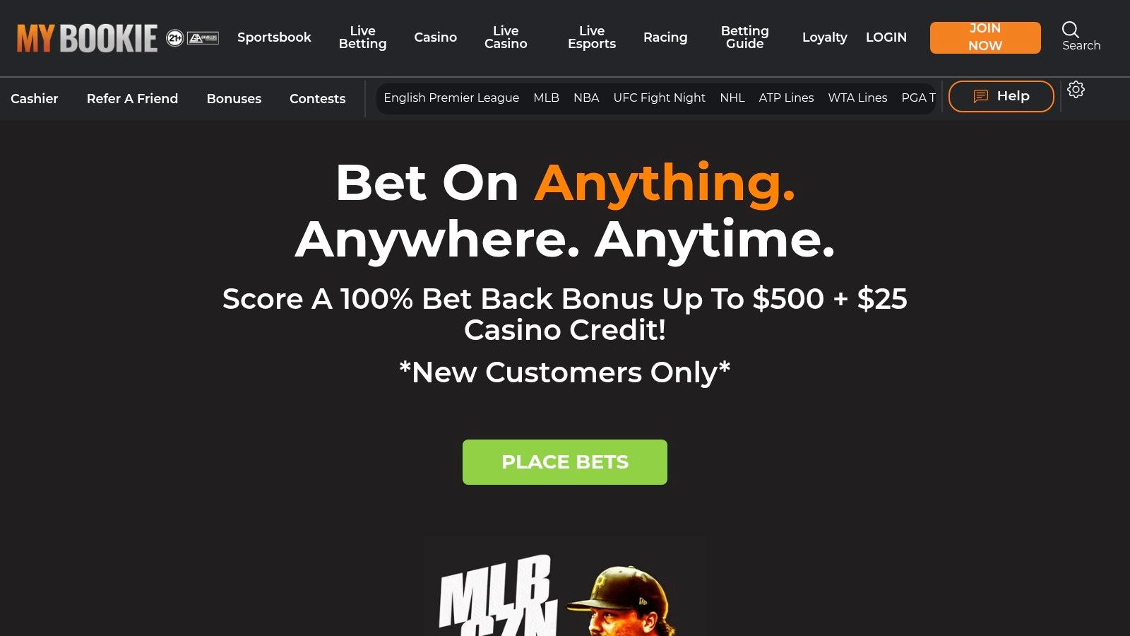 Screenshot from https://usasportsbooklist.com/go/mybookie-crypto-bonus-sportsbook