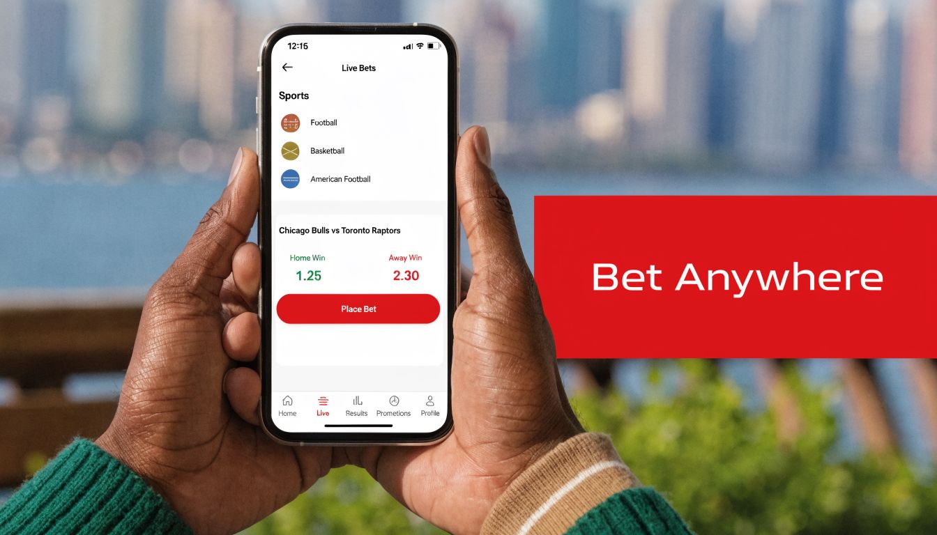 A person holds a smartphone displaying a sports betting application with live odds for a basketball game.
