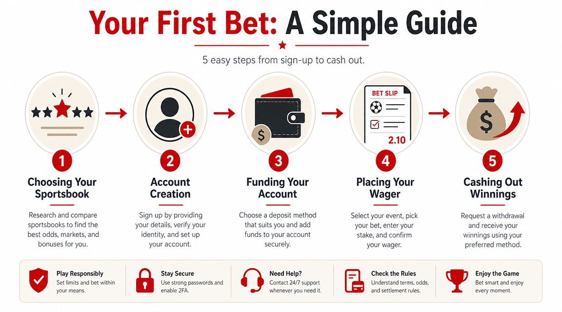 Best Sports Betting Kentucky Sites: Guide 2026 3 A five-step instructional guide illustrating how to start sports betting from account creation to cashing out.