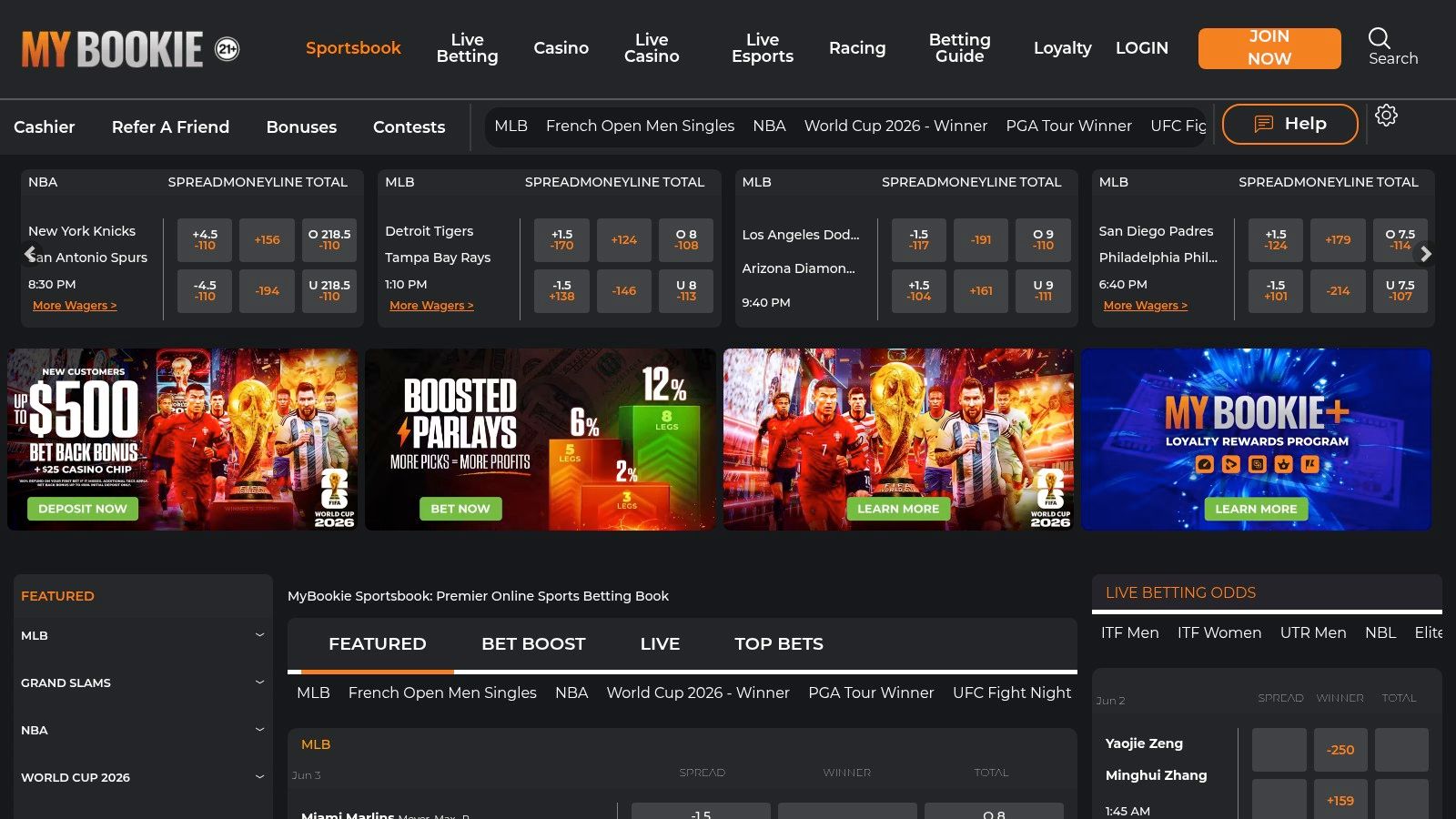 Define Against the Spread: Betting Explained 2 Screenshot from https://www.mybookie.ag/sportsbook/