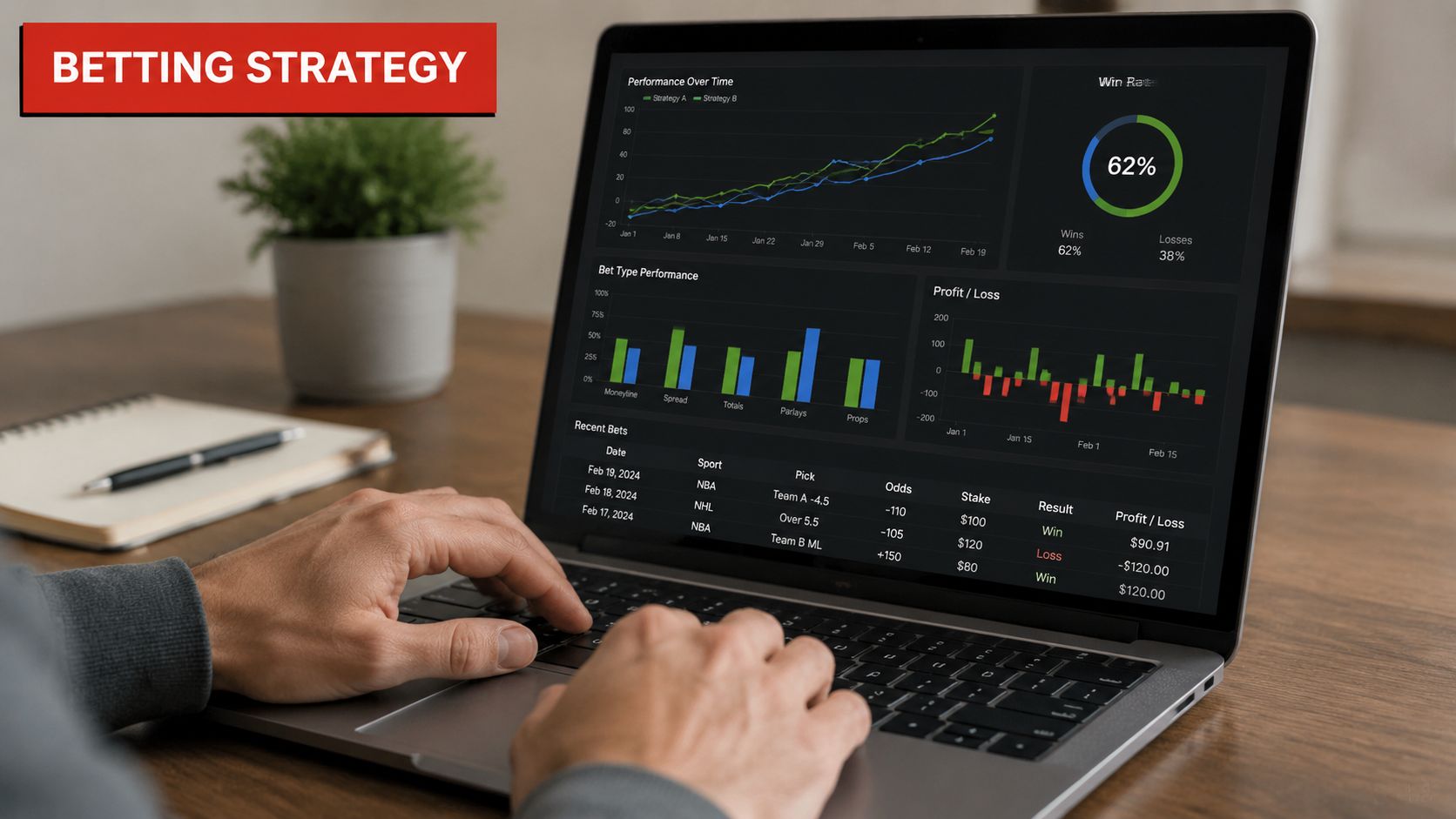 World Cup Winners Betting: 2026 Guide & Top Picks 2 A person analyzing betting strategy performance on a laptop screen featuring graphs, statistics, and recent bets.